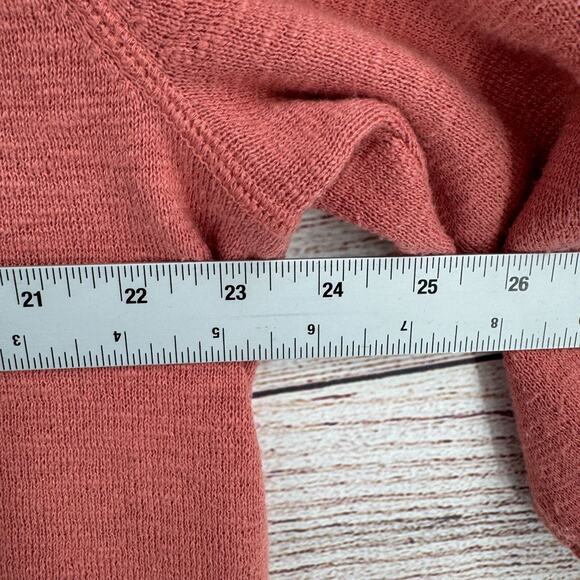 Madewell 3/4 Sleeve Oversized Rough Hem Crew Neck Sweater Women's Medium Pink - Picture 11 of 12